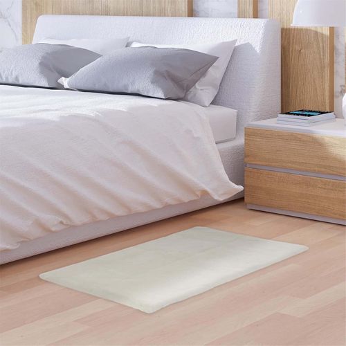 Tapis 60x110cm Imitation Fourrure Fine Blanc Crème - Snugly