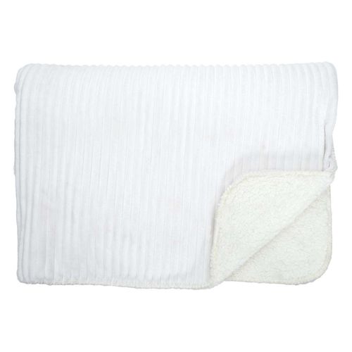 Plaid Flanelle Côtelé 180x220cm Blanc Et Sherpa - Cosyhome