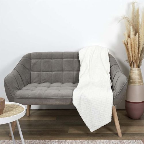 Plaid Polaire 140x200cm Crème Motifs Embossés - Emily