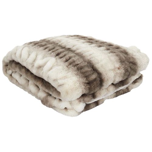 Plaid Ultra Doux 140x200cm Imitation Fourrure Texturée Marron Et Crème - Iconic