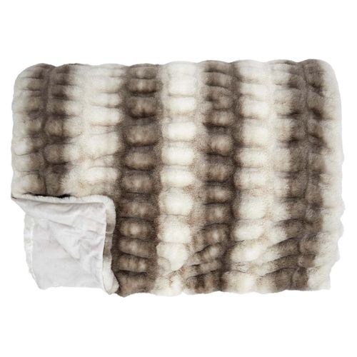 Plaid Ultra Doux 140x200cm Imitation Fourrure Texturée Marron Et Crème - Iconic