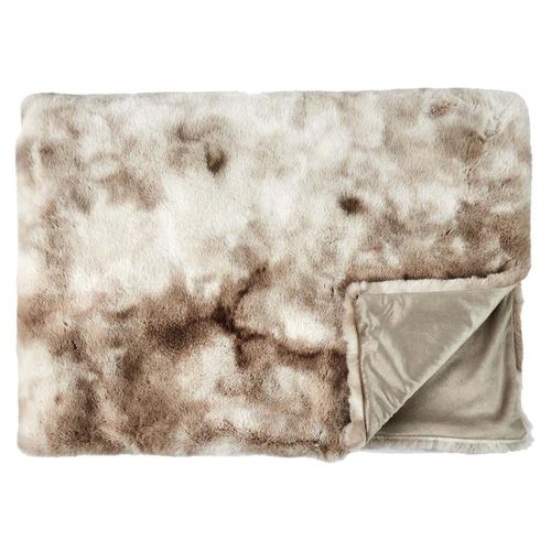 Plaid Ultra Doux 140x200cm Imitation Fourrure Ombrée Coloris Marron Et Blanc - Fluffy