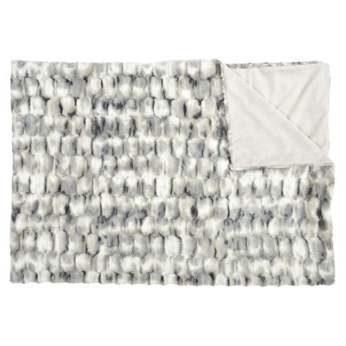 Plaid Ultra Doux 140x200cm Imitation Fourrure Texturée Ombrée Coloris Gris Et Blanc - Fluffy