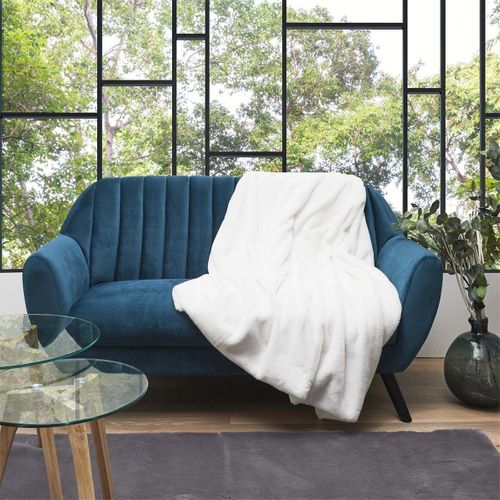 Plaid Ultra Doux 120x150cm Imitation Fourrure Blanche - Fluffy