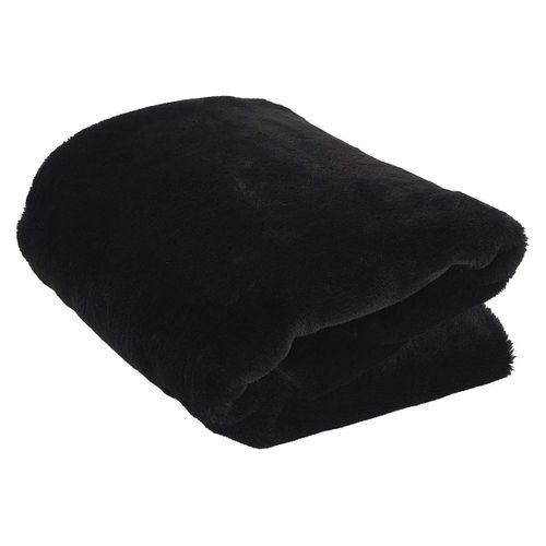 Plaid Ultra Doux 120x150cm Imitation Fourrure Noire - Fluffy