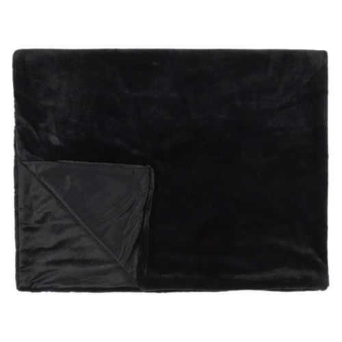 Plaid Ultra Doux 120x150cm Imitation Fourrure Noire - Fluffy