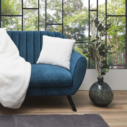 Coussin Ultra Doux 40x40cm Imitation Fourrure Blanche - Fluffy