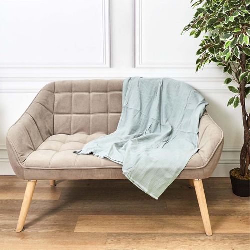 Plaid En Gaze De Coton Vert D'eau 120x150cm - Oekea