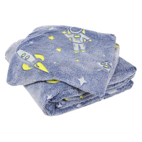 Parure De Lit Phosphorescente 140x200cm Bleue Motifs Spaciaux - Wolowitz