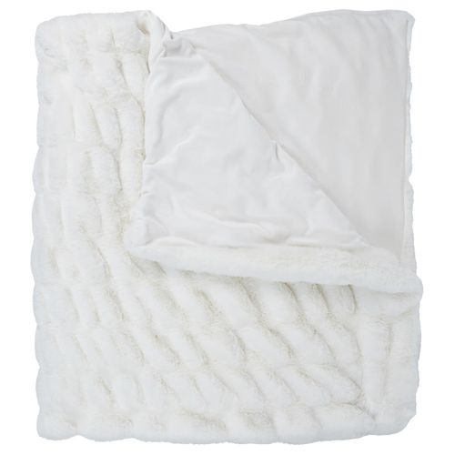 Plaid Ultra Doux 140x200cm Imitation Fourrure Texturée Blanc - Iconic