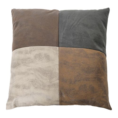 Coussin Patchwork 40x40cm Aspect Vieux Cuir Déhoussable - Metro