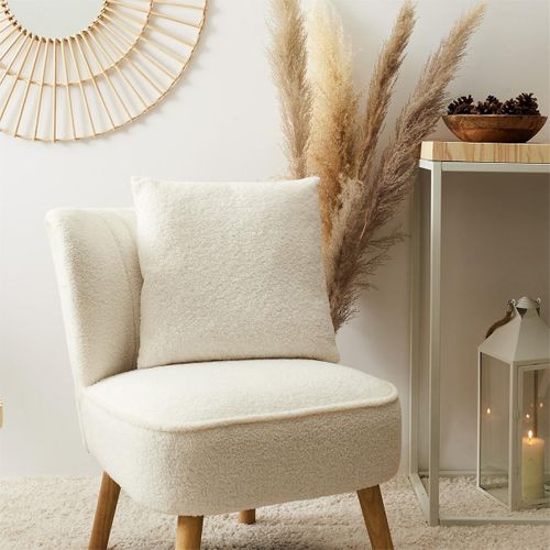 Coussin 40x40cm Tissu Bouclette Crème Déhoussable - Ivy