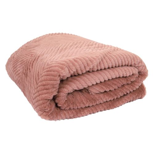 Plaid Ultra Doux 140x200cm Imitation Fourrure Texturée Rose Et Sherpa - Katsu