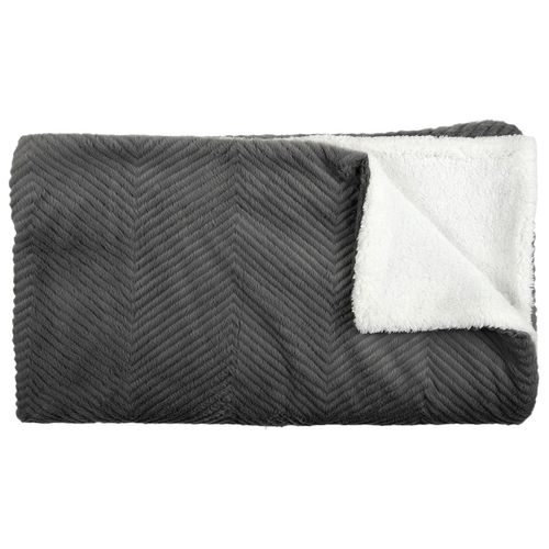 Plaid Ultra Doux 140x200cm Imitation Fourrure Texturée Grise Et Sherpa - Katsu