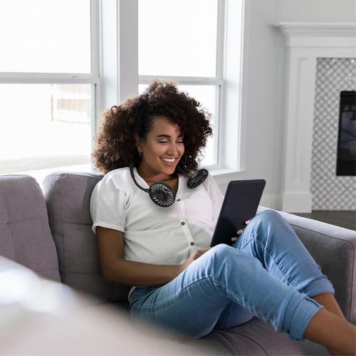 Ventilateur Tour De Cou Flexible Lumineux Rechargeable Silencieux - Daxo