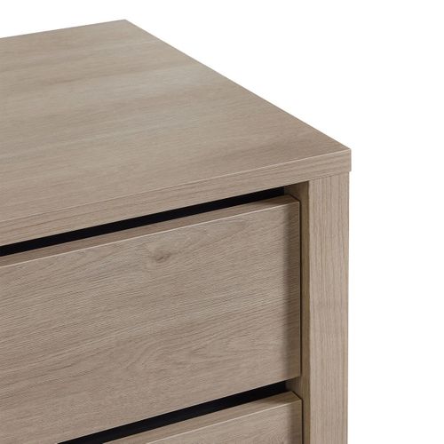 Buffet 2 Portes 3 Tiroirs Aspect Bois Finition Urban Oak - Bonnie