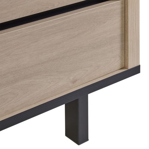 Buffet 2 Portes 3 Tiroirs Aspect Bois Finition Urban Oak - Bonnie