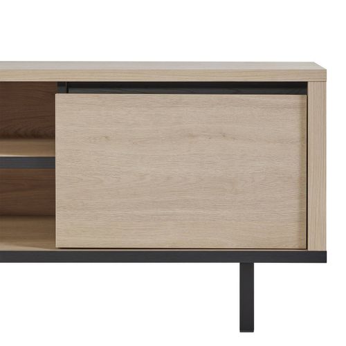 Meuble TV 2 Portes Et Niches Centrales Aspect Bois Finition Urban Oak - Bonnie