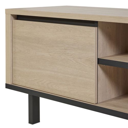 Meuble TV 2 Portes Et Niches Centrales Aspect Bois Finition Urban Oak - Bonnie
