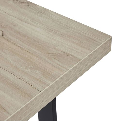 Table Repas 200cm Plateau Aspect Bois Clair Pieds à Métal Noir - Beach