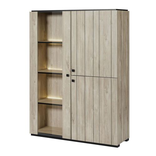 Ensemble Séjour Complet Aspect Lames De Bois Finition Beach Et Noir - Thomas