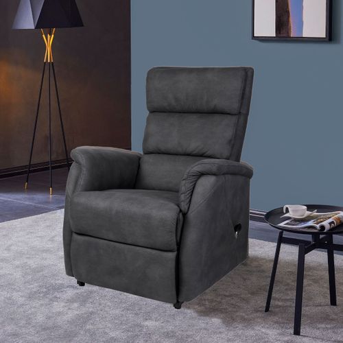 Fauteuil Relax Releveur Tissu Polyester Imitation Cuir Gris Foncé - Millor