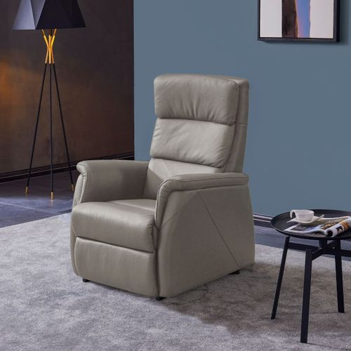 Fauteuil Relax Releveur En Cuir Vachette Taupe - Millor
