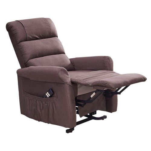 Fauteuil Relax Releveur Tissu Polyester Imitation Cuir Brun - Adrian