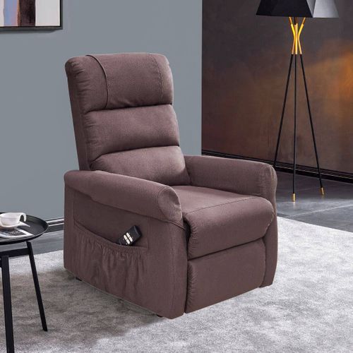 Fauteuil Relax Releveur Tissu Polyester Imitation Cuir Brun - Adrian