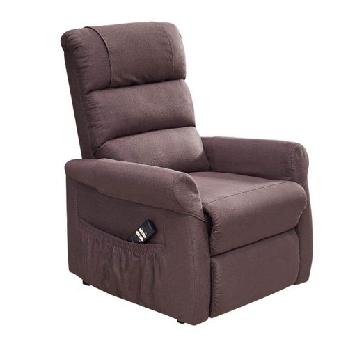 Fauteuil Relax Releveur Tissu Polyester Imitation Cuir Brun - Adrian