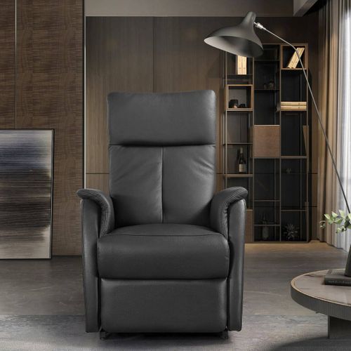 Fauteuil Modèle S Relax Releveur En Cuir Vachette Noir - Plegar