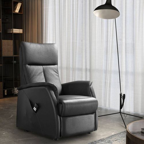 Fauteuil Modèle M Relax Releveur En Cuir Vachette Noir - Plegar