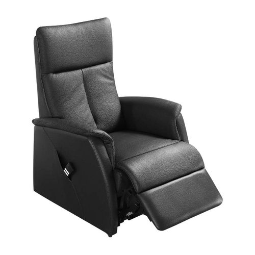 Fauteuil Modèle L Relax Releveur En Cuir Vachette Noir - Plegar