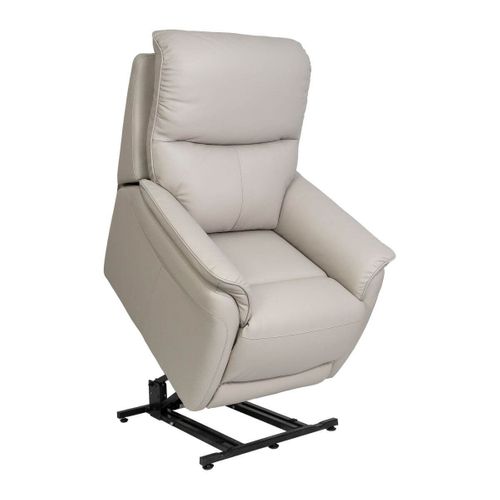 Fauteuil Relax Releveur En Cuir Vachette Gris Clair - Sultan