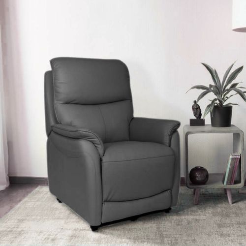 Fauteuil Relax Releveur En Cuir Vachette Gris Anthracite - Sultan
