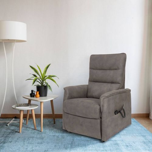 Fauteuil Modèle S Relax Releveur Tissu Polyester Imitation Cuir Taupe - Evenn