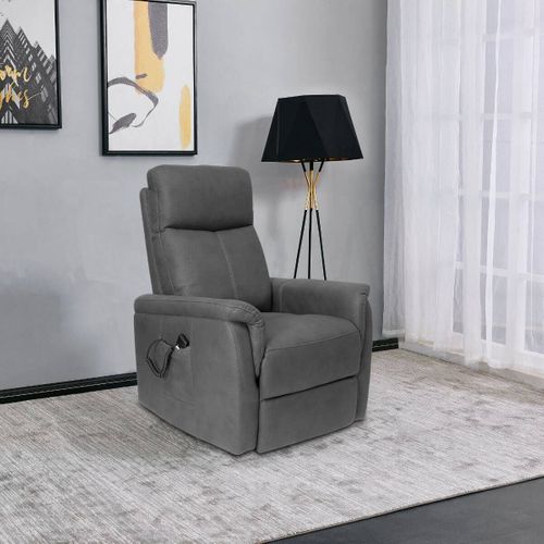 Fauteuil Relax Releveur Tissu Polyester Imitation Cuir Gris Foncé - Giacomo