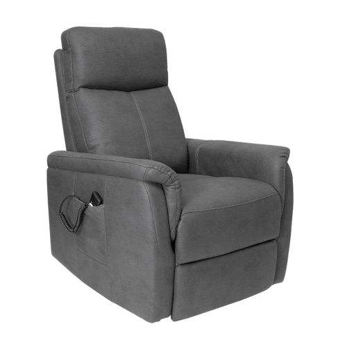 Fauteuil Relax Releveur Tissu Polyester Imitation Cuir Gris Foncé - Giacomo