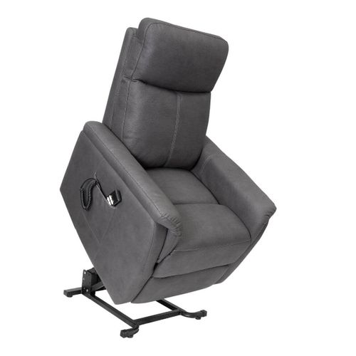 Fauteuil Relax Releveur Tissu Polyester Imitation Cuir Gris Foncé - Giacomo