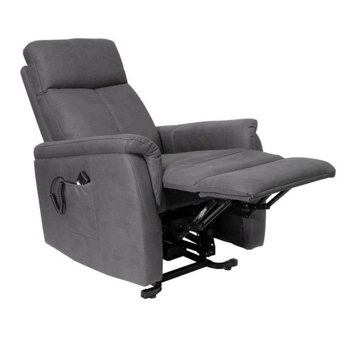 Fauteuil Relax Releveur Tissu Polyester Imitation Cuir Gris Foncé - Giacomo