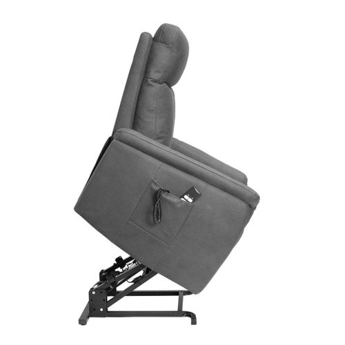 Fauteuil Relax Releveur Tissu Polyester Imitation Cuir Gris Foncé - Giacomo