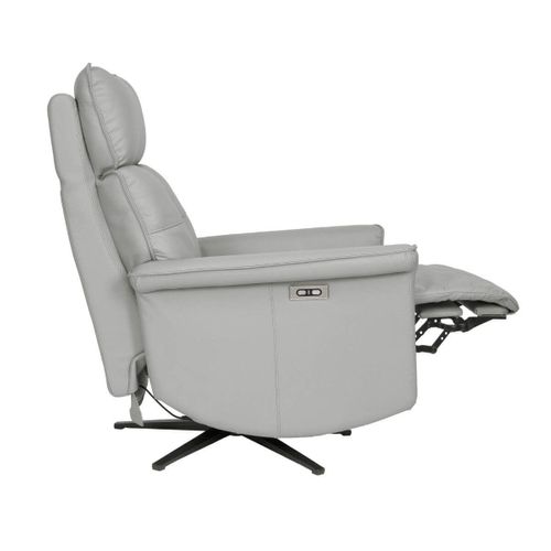 Fauteuil Pivotant Relax Releveur En Cuir Vachette Gris Clair - Venusia