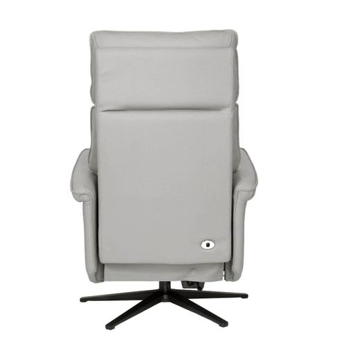 Fauteuil Pivotant Relax Releveur En Cuir Vachette Gris Clair - Venusia