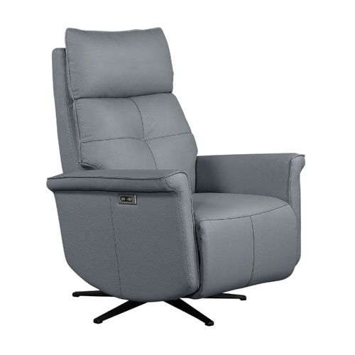 Fauteuil Pivotant Relax Releveur En Cuir Vachette Gris Glacier - Venusia