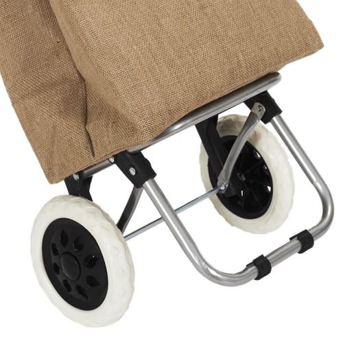 Chariot De Courses 2 Roues En Toile De Jute Marron Avec Une Poche (h95cm) - Jutty