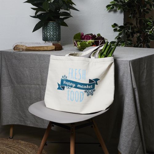 Sac De Courses Isotherme Blanc (75l) Avec Fermeture Zippée Et Message "fresh Good" - Frisca