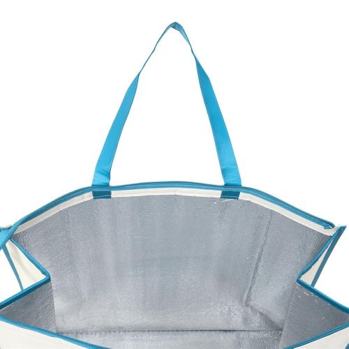 Sac De Courses Isotherme Blanc (45l) Avec Fermeture Zippée Et Message "fresh Good" - Frisca