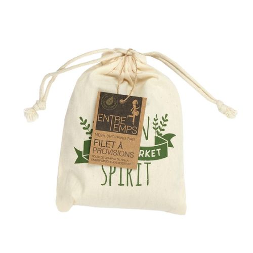 Filet à Provisions Réutilisable Blanc Avec Message "green Spirit"  + Pochon - Ecofil