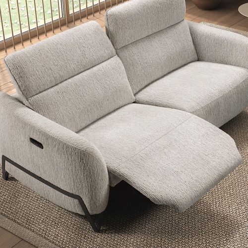 Canapé Relax Électrique 3 Places Tissu Polyester Beige - Amsten