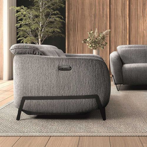Canapé Relax Électrique 3 Places Tissu Polyester Gris - Amsten